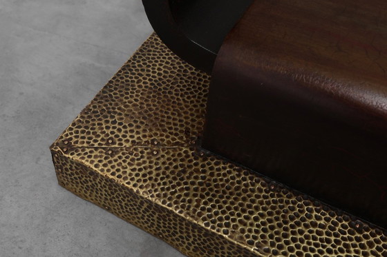 Image 1 of Sculpturale Franse Art Deco consoletafel met glazen blad, circa 1925