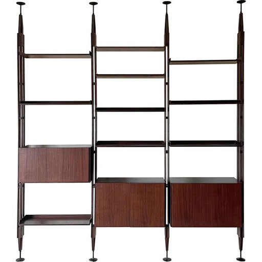 LB7 bibliothèque modulaire vintage en fer et laiton par Franco Albini pour Poggi, 1957