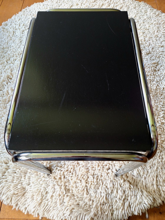 Image 1 of Midcentury side table black, tubular steel frame