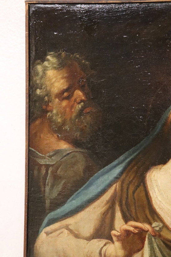 Image 1 of Sainte Famille, peinture à l'huile sur toile, école italienne du XVIIIe siècle