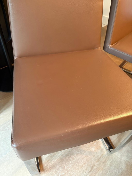 6 stoelen bruin leer van Bonaldo