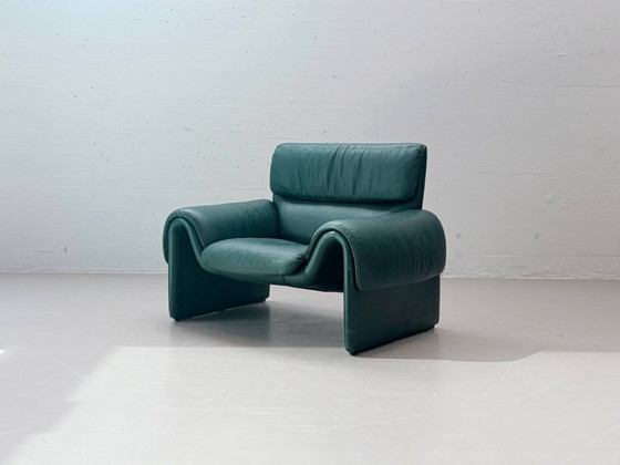 Image 1 of Poltrona De Sede DS-2011 in pelle, verde petrolio, Svizzera, anni '80