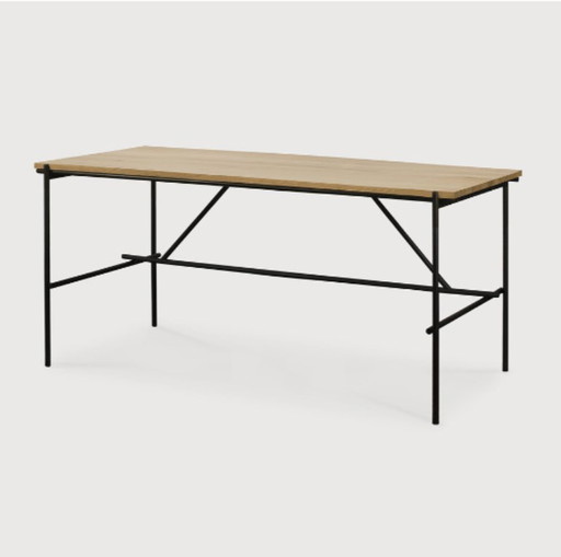 Desk Ethnicraft Oscar 170 cm x 80 cm natural oak – bureau, Metal, Wood