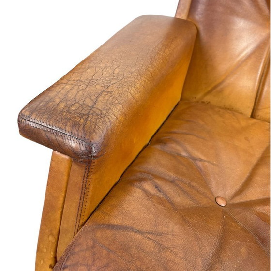 Image 1 of Set di poltrone girevoli vintage in pelle color cognac di Eugen Schmidt