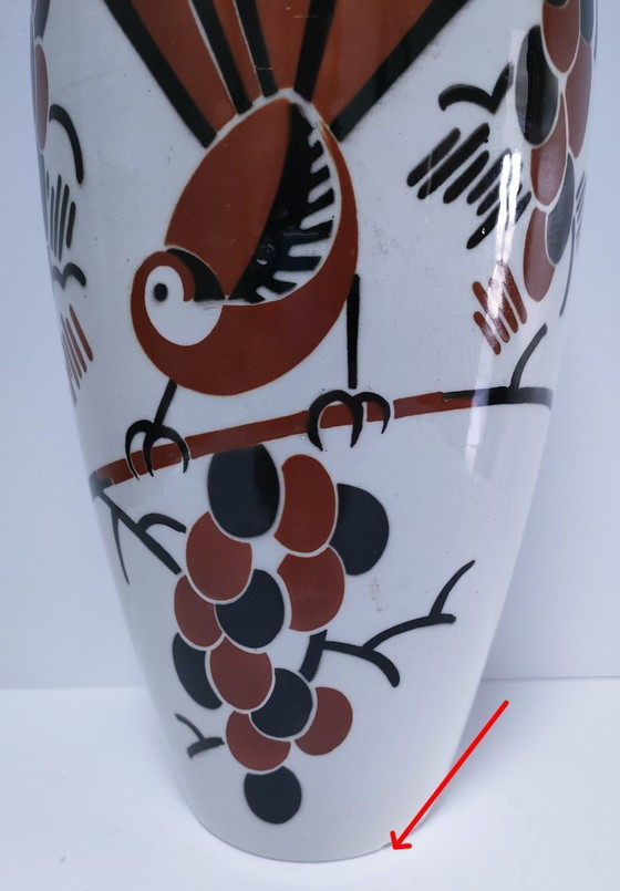 Image 1 of Art Deco vase by Keller Guérin, "Ceylon" bird