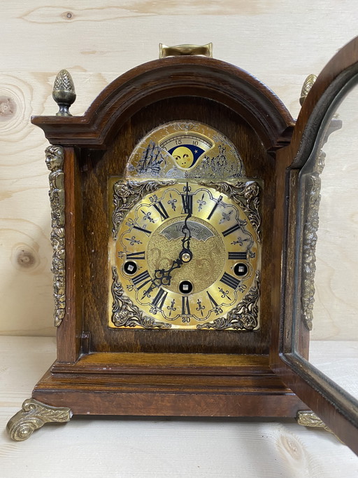 Table clock antieque, Moon phase, Wuba, John Warmink, 1900s.