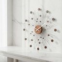 Karlsson Mid-Century Modern Sunburst Wall Clock – Teak & Metal – Ø 48 cm