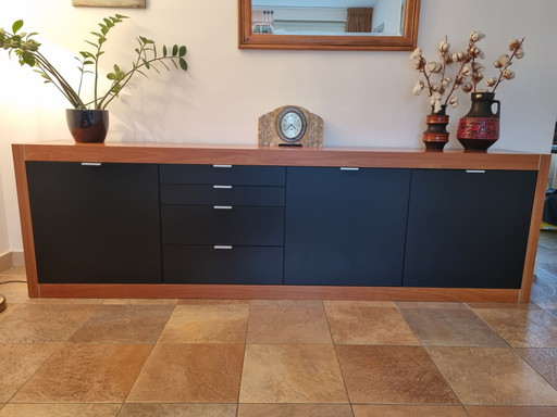 Beautiful Pastoe L-series sideboard in cherry color with black doors/drawers