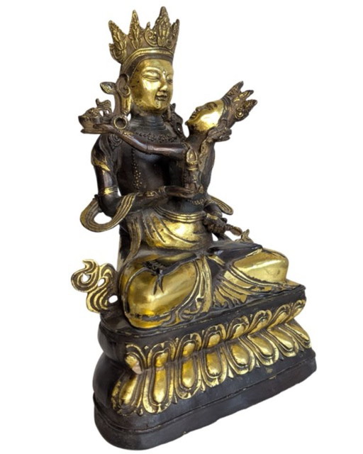Yab-Yum tantrique vintage en bronze doré – Circa 1960 – decoratieve objecten, Gold (photo 2 of 13)