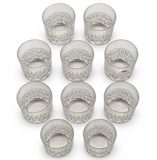 Juego de 10 vasos de whisky de cristal Theresienthal – glazen karaffen, Crystal