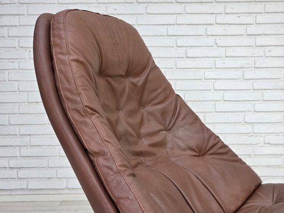 Fauteuil lounge pivotant réglable, design danois Madsen & Schubell, années 1970 – Leather, Metal (photo 5 of 19)