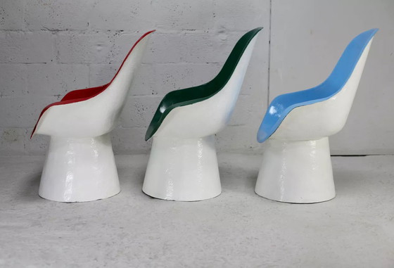 Image 1 of 3x Sessel "Space Age" aus bemaltem Fiberglas