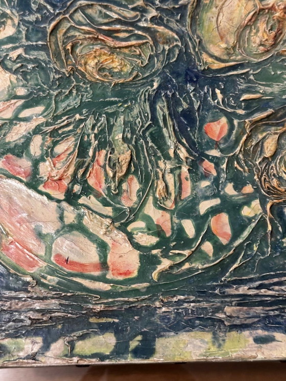 Rose Bouquet with Knife – Oil on Canvas Circa 1950 – Paintings & Drawings, Vintage (photo 9 of 15)