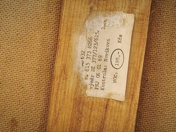 1960s Czech Mid-Century Modern Upholstered Stool with Beech Wood Legs (photo 2 of 10)