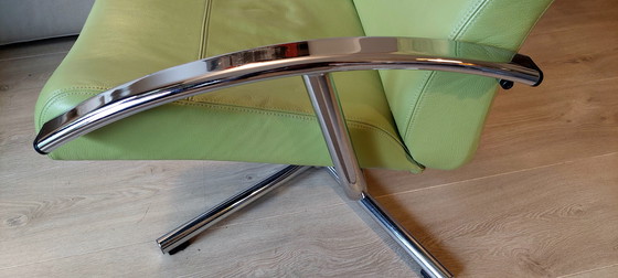 Image 1 of Moderne draaifauteuil leer chroom