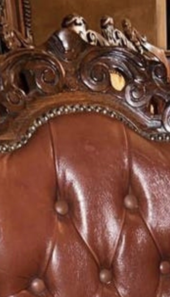 Image 1 of 4 Chesterfield Baroque leather dining chairs