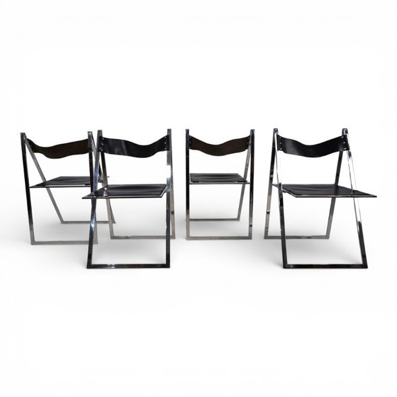 Image 1 of Juego de cuatro sillas de comedor plegables Lübke de Fantoni&Geraci, 1969