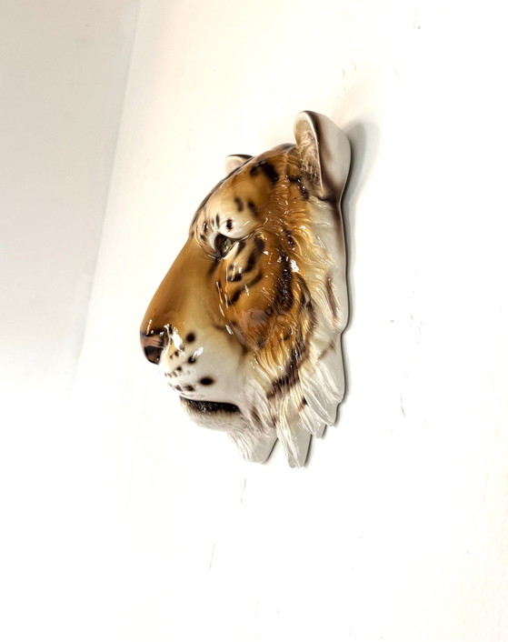 Masque mural tigre en céramique vintage années 70 – Made in Italy, Décorations murales, Ceramic (photo 3 of 7)