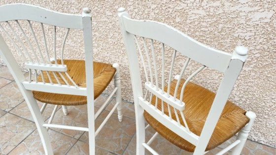 Image 1 of Paire de CHAISES Paillées BLANCHES Vintage 