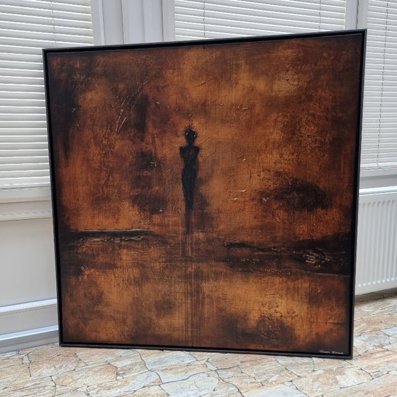 Image 1 of Frances Eckhardt - modern art figurative painting hand-painted dark mysterious 90x90 cm