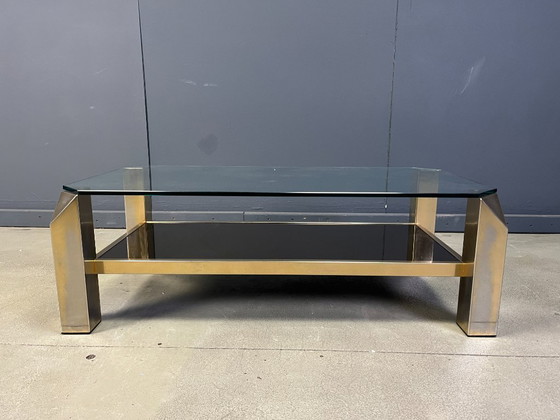 Image 1 of Table basse vintage plaquée or 23 carats de Belgochrom, années 1970