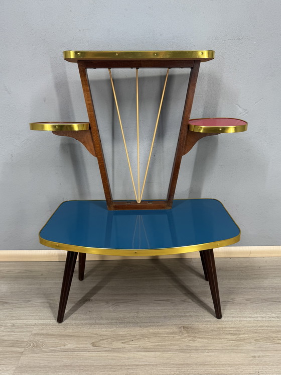 Image 1 of Vintage Formica Mid-Century Plantentafel met Space Age vibes