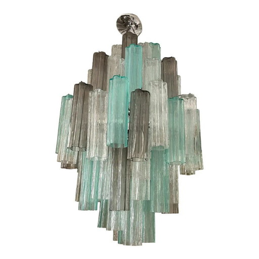 Green and Smoked "Tronchi" Murano Style Glass Chandelier