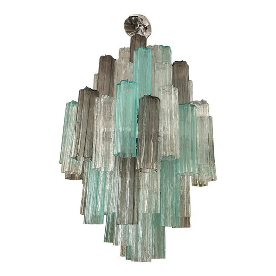 Image 1 of Groene en gerookte "Tronchi" Murano-stijl glazen kroonluchter