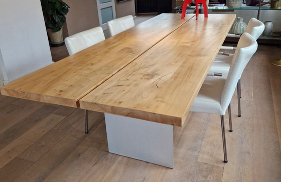 Image 1 of 4 dining room chairs upholstered in white leather