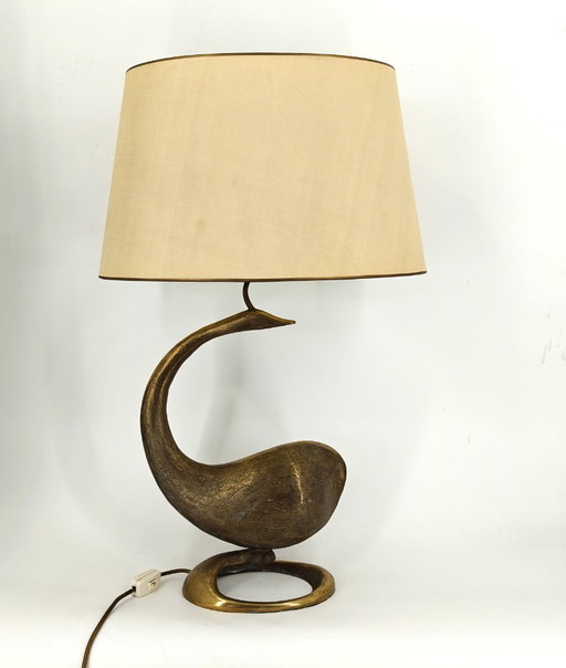 Große Schwan-Tischlampe aus Messing, 1960er Jahre