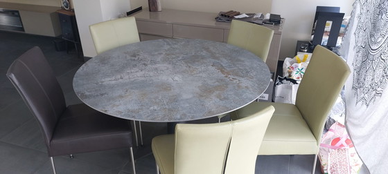 Image 1 of Round dining table by Bert Plantagie. Ceramic with glass.