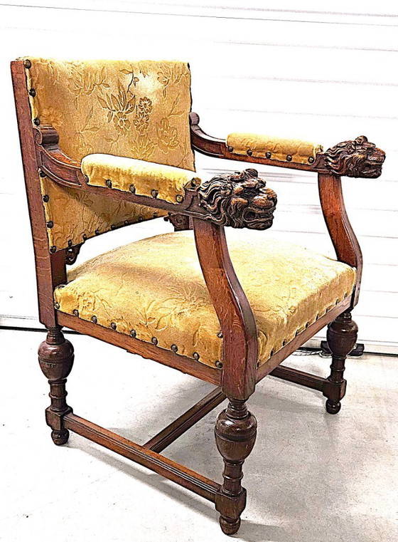 Image 1 of Grunderzeit Stuhl aus massivem Eichenholz