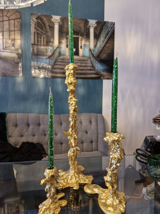 Pols potten "dripped" Candle holders – Aluminium (photo 2 of 5)