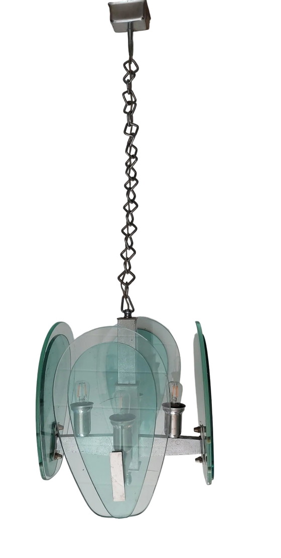 Image 1 of Fonta Arte 1970s Turquoise Glass Pendant Lamp