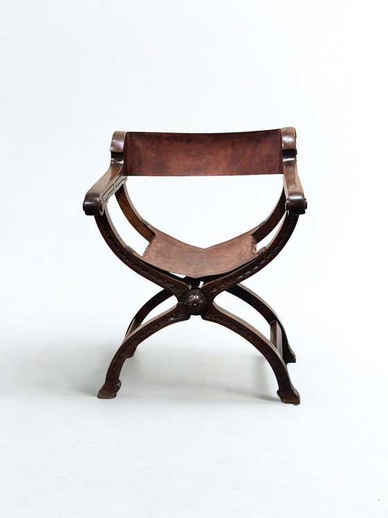 Image 1 of Antica sedia da trono francese Savonarola