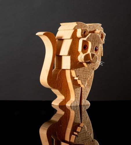 Bottega Michelangeli, Lion Wood Sculpture, Orvieto Italy 1970s