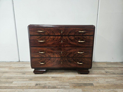 Art Decò chest of drawers in mahogany feather