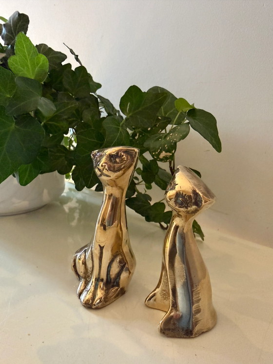 Set di 2 gatti in ottone – Sculture, Brass, Vintage (photo 2 of 6)