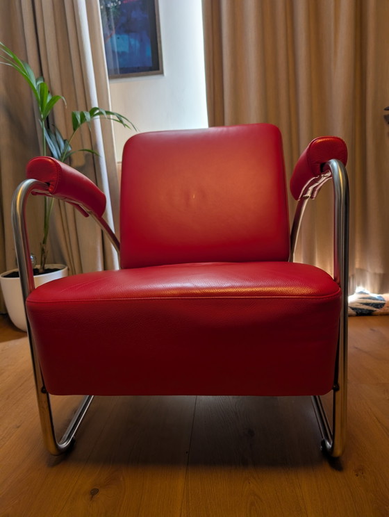 The Dutch Seating Company Dyker 20 Design Fauteuil – Rood Leer & Chroom – Leather (photo 7 of 9)