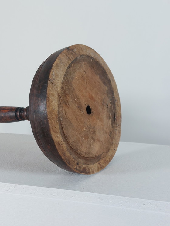 Image 1 of Candeliere antico in stile naif tornito, patina, arte popolare, scandinavo