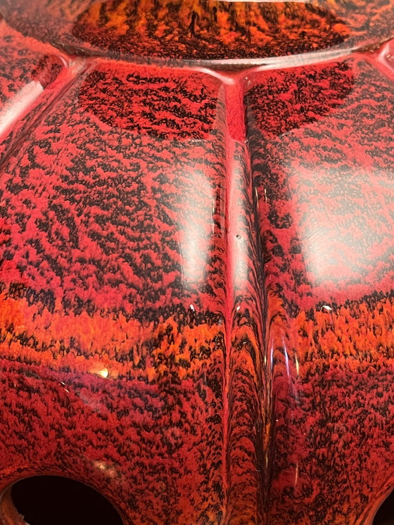 Image 1 of 3 lámparas colgantes de cerámica roja, cerámica de Alemania Occidental, años 60/70