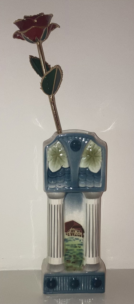 Vase de cheminée belge vintage / ca. 1935-1940 / faïence peinte à la main