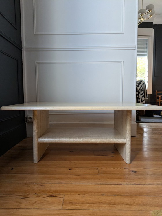 Image 1 of Tavolino da caffè vintage in travertino italiano