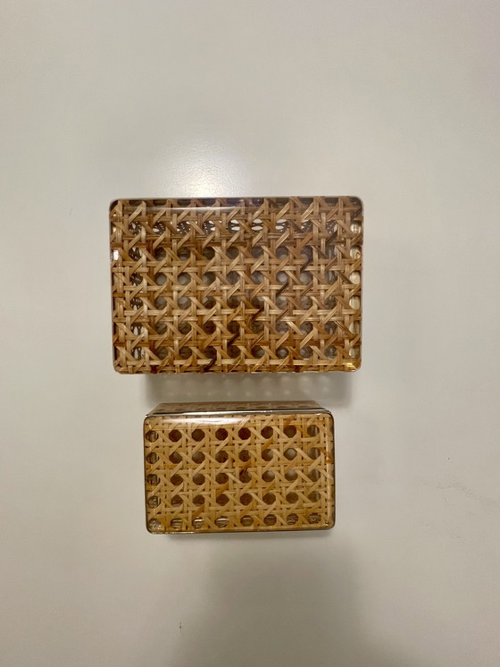 Image 1 of Set aus Plexiglas-Weidenkisten, Italien, 70er Jahre