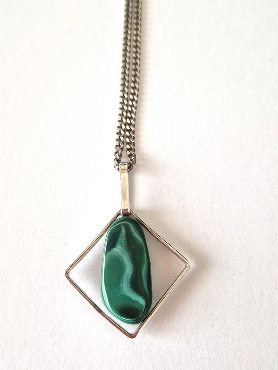 Silver design pendant with malachite and silver necklace – 925, Decorative Objects (photo 6 of 9)