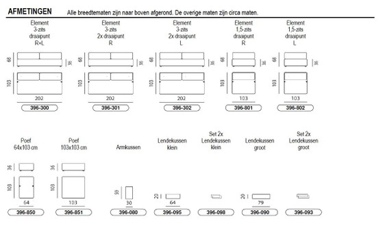 Image 1 of Leolux Ponton 2-delige modulaire design bank met hocker