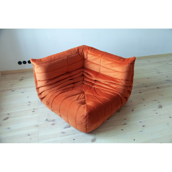 Image 1 of Togo vintage woonkamer set in oranje fluweel van Michel Ducaroy voor Ligne Roset, Frankrijk 1973