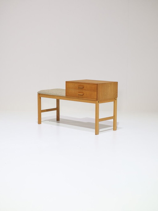 Hallway bench chest of drawers Swedish vintage oak