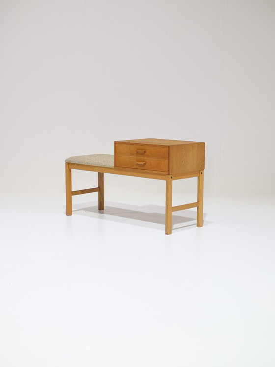 Image 1 of Hallway bench chest of drawers Swedish vintage oak