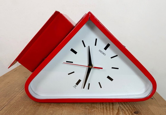 Image 1 of Horloge murale double face Seiko Ships rouge vintage, années 1970